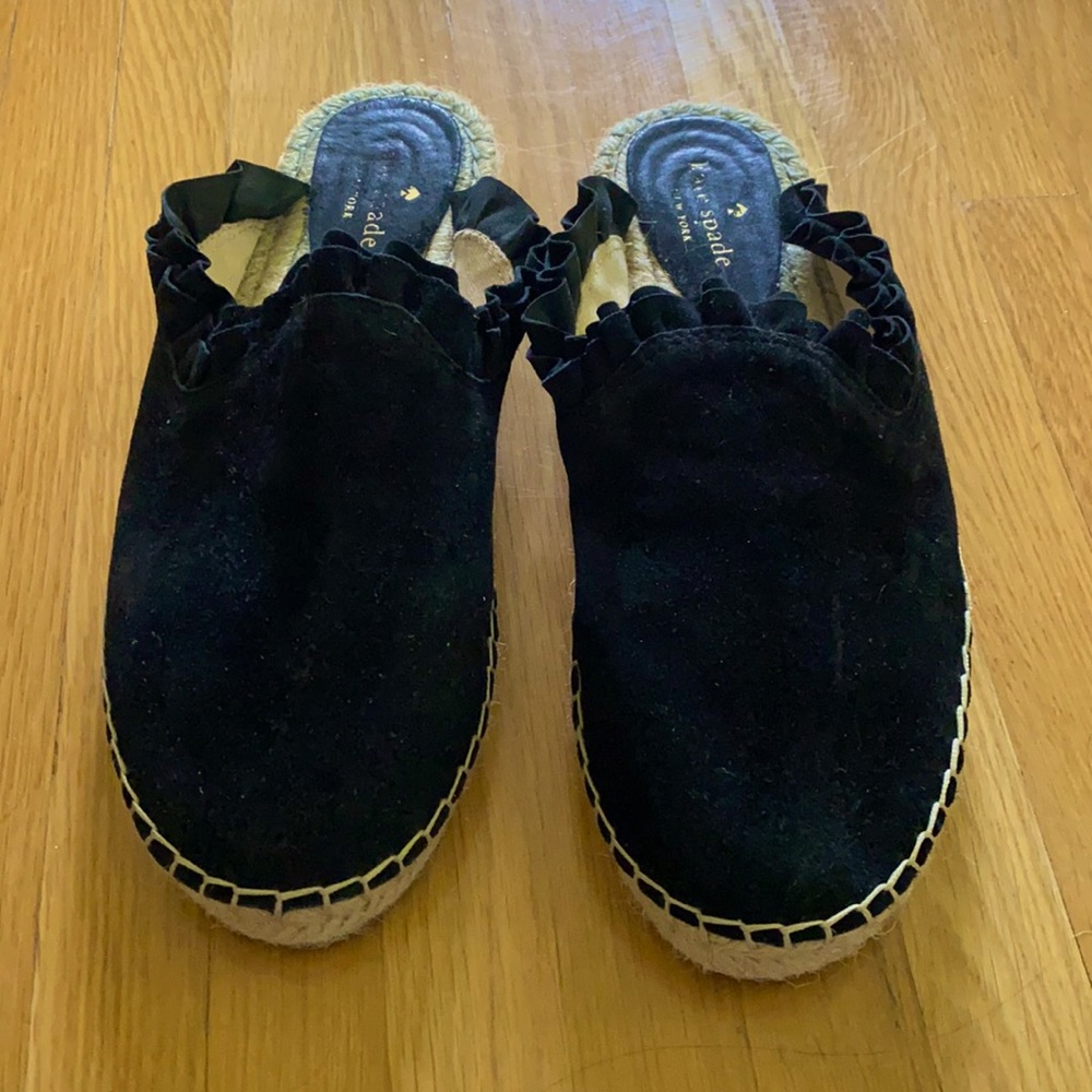 Kate Spade Black Suede Espadrille Mule